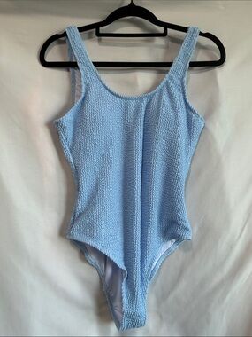 Light Blue Textured One-Piece Swimsuit for Women